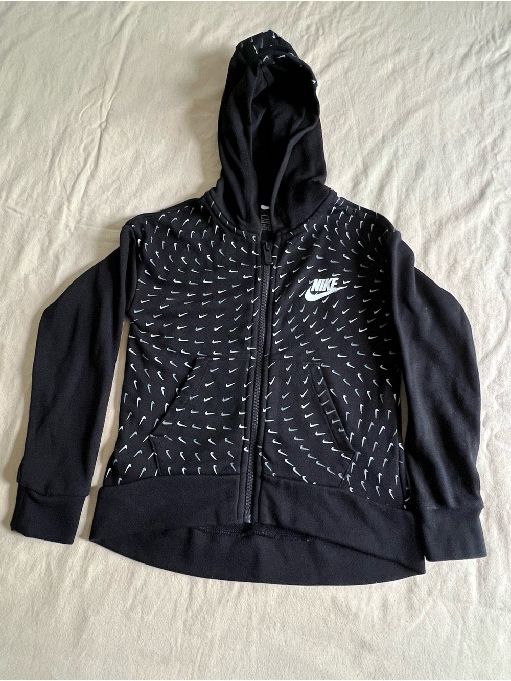 Nike Black Hoodie with White Swoosh Motif